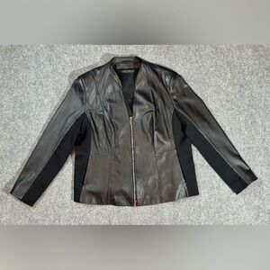 Marina Rinaldi Women's Black Sheepskin Leather Jacket MR 27 /USA 18 / Fit XL